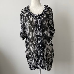 Style & Co Floral Print Short Sleeve Button Down